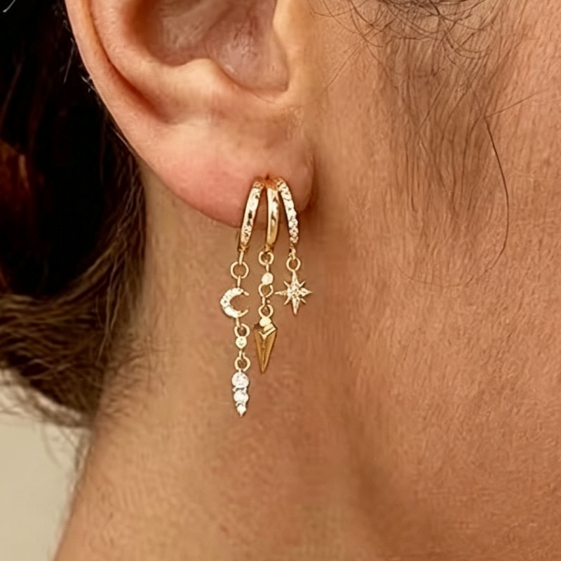 Women's Luxury Layer Design Cubic Zirconia Pendant Earrings